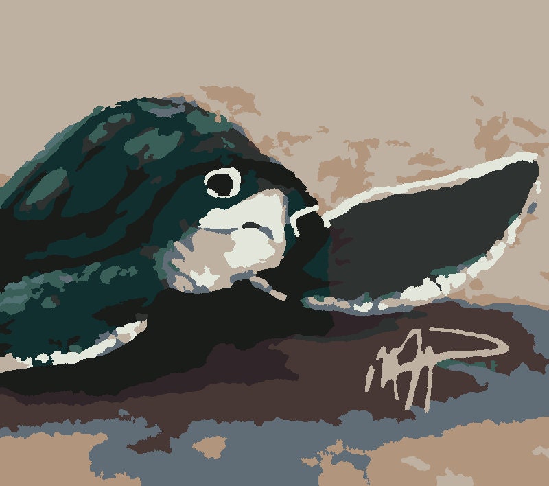Sea Turtle Paint by Number Kit: Beginner Watercolor Art