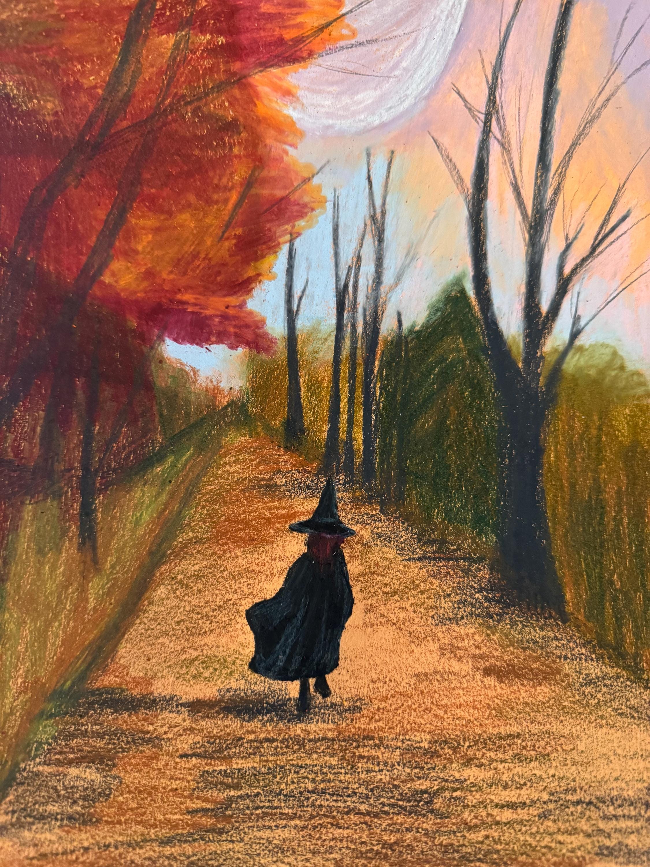 Little Witch - colored pencil drawing - Art Print