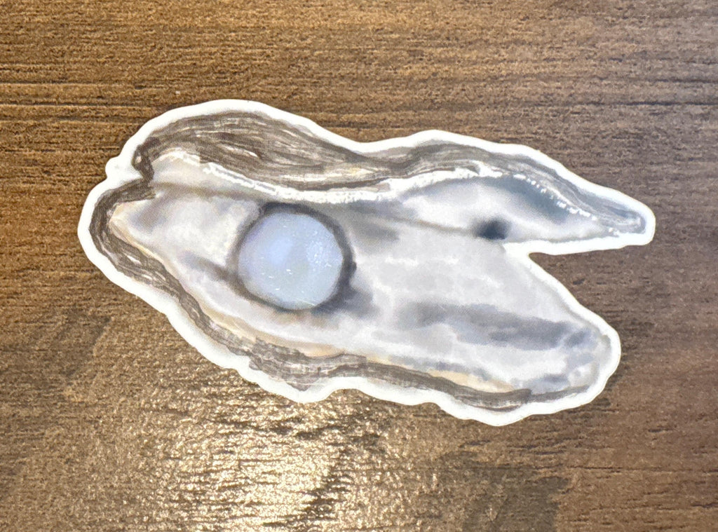 Holographic Oyster and Pearl Sticker - 2.9”x1.7”