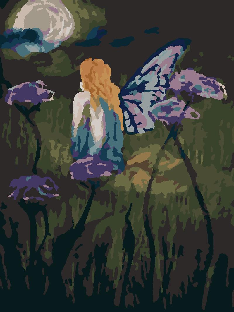 Moonlit Fairy Paint by Number Kit: Beginner Watercolor Art